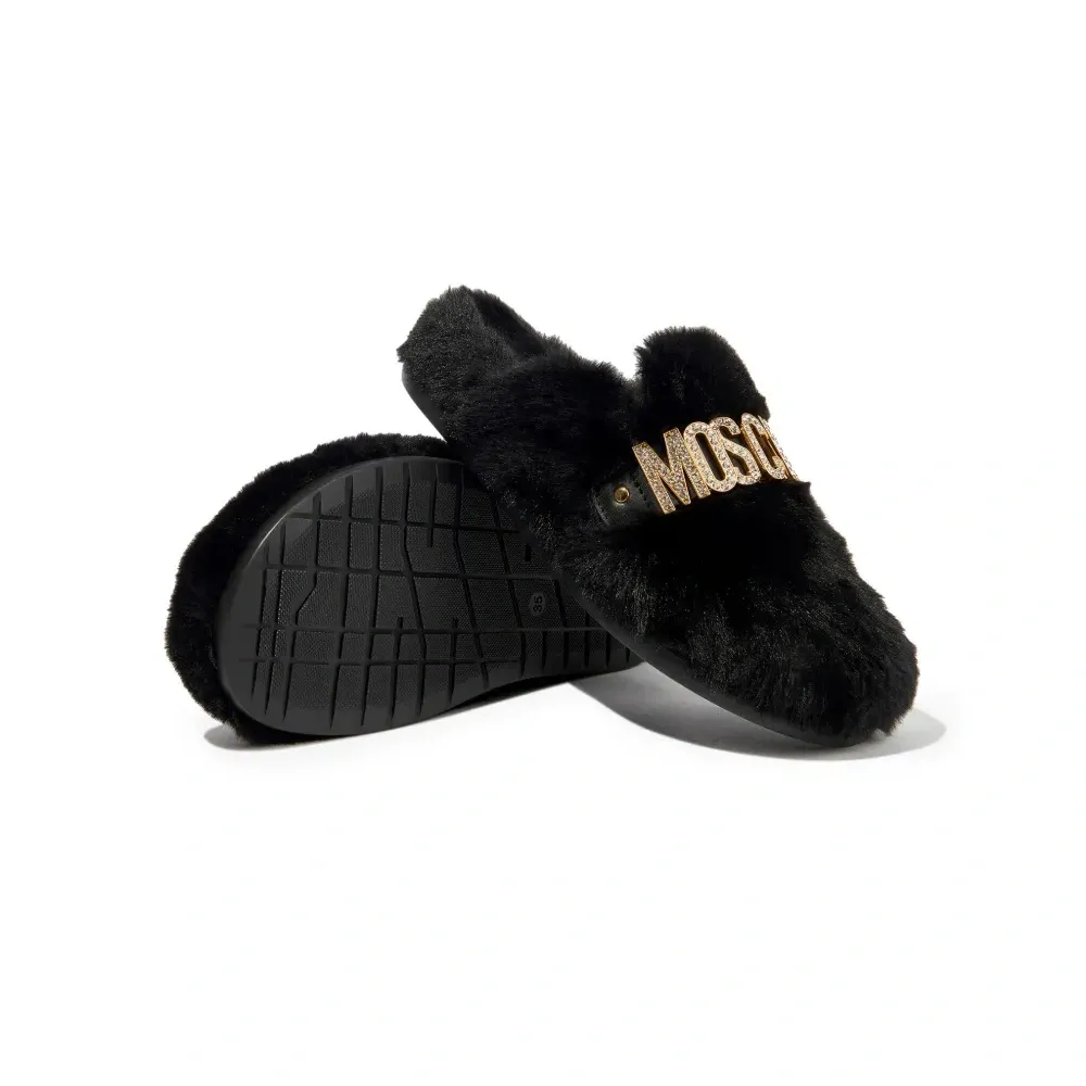 Слиперы из искусственного меха с логотипом