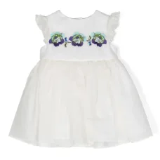 Платье с оборками и цветочной вышивкой