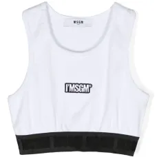 Укороченный топ в рубчик с нашивкой-логотипом