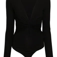 Боди с V-образным вырезом и драпировкой