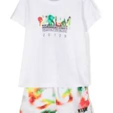 Комплект из топа и шортов с акварельным принтом