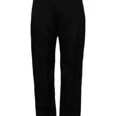 Брюки прямого кроя с цветочной вышивкой Брюки прямого кроя с цветочной вышивкой