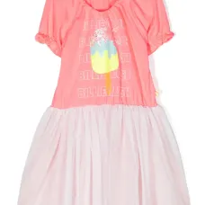 Платье с тюлем и логотипом