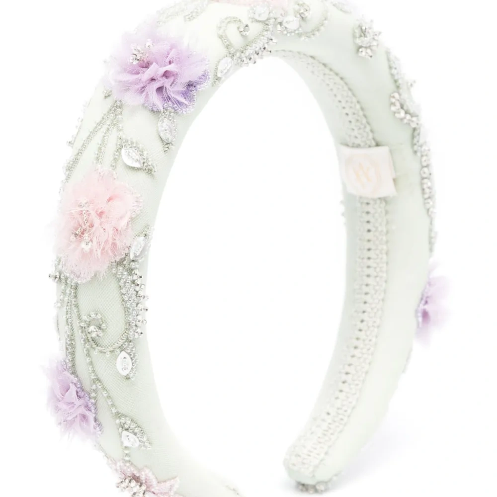 Повязка на голову с цветочной аппликацией