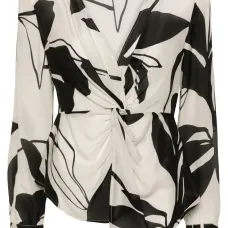 Креповая блузка с абстрактным принтом