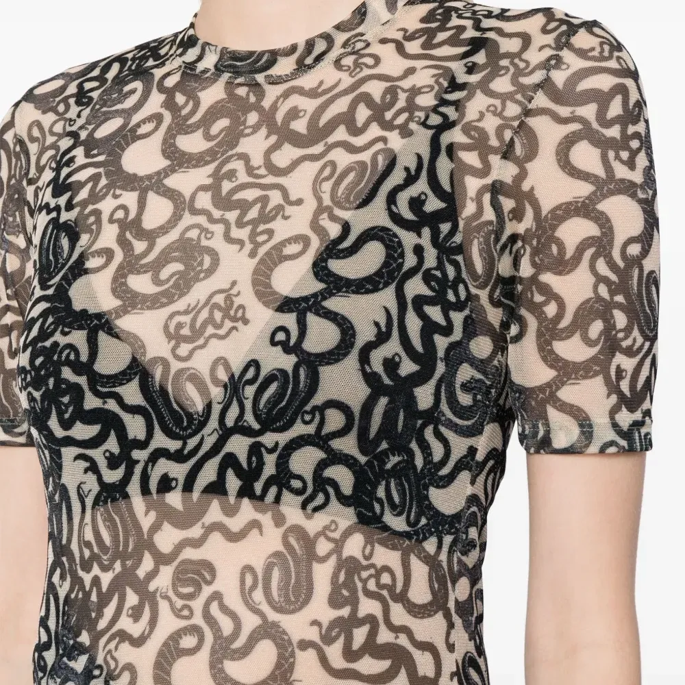 Полупрозрачная футболка с принтом