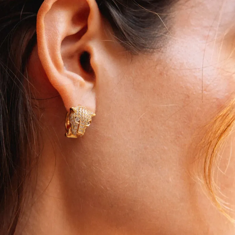 Серебряные серьги Panther