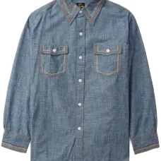 Джинсовая рубашка с контрастной строчкой