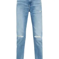 Зауженные джинсы с эффектом потертости