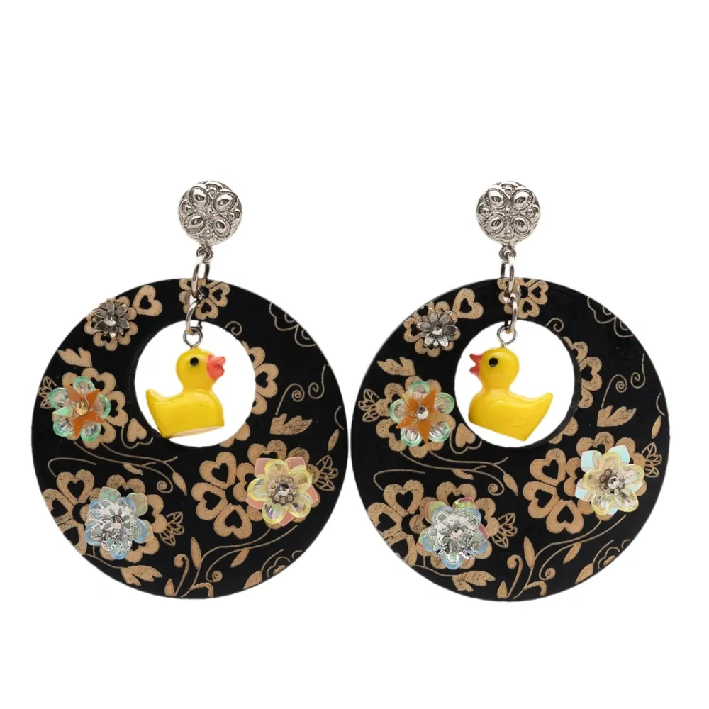 Серьги-подвески с аппликацией