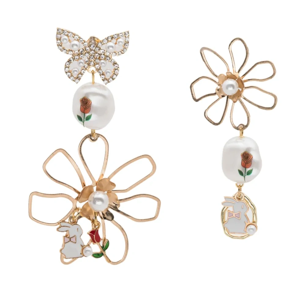 Серьги-подвески в форме цветов