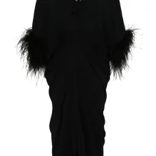 Платье миди с перьями