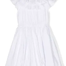 Платье с открытыми плечами и оборками