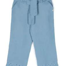 Льняные брюки с трикотажными вставками