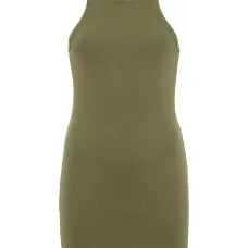 Платье мини в рубчик с вышитым логотипом