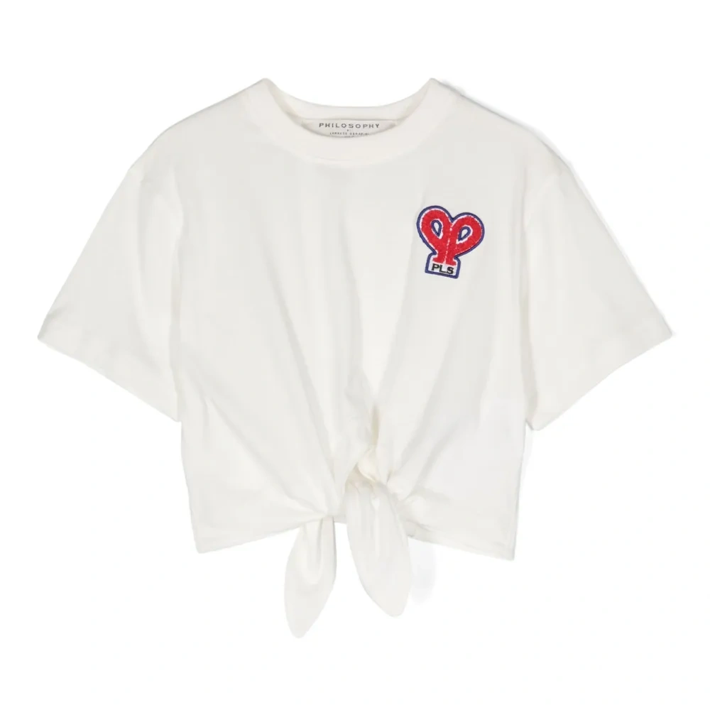 Укороченная футболка с вышитым логотипом