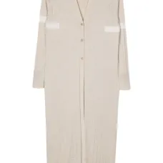 Длинное пальто-кардиган в рубчик