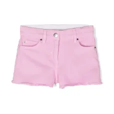 Джинсовые шорты средней посадки с бахромой