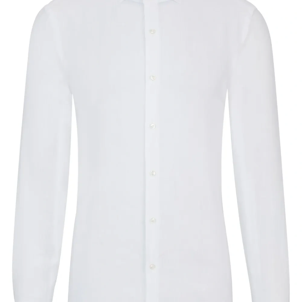 Льняная рубашка с косым воротником