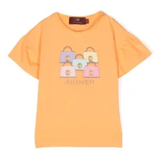 Футболка с расклешенными рукавами и логотипом