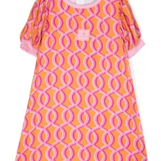 Платье с принтом и объемными рукавами