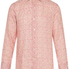 Льняная рубашка с цветочным принтом