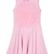 Расклешенное платье с цветочной аппликацией