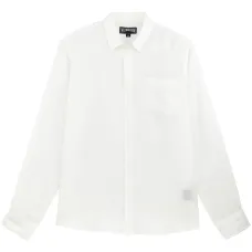 Льняная рубашка с вышитым логотипом