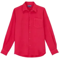 Льняная рубашка с вышитым логотипом