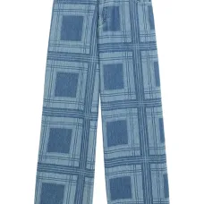 Широкие джинсы в клетку тартан