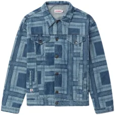 Джинсовая куртка в клетку тартан