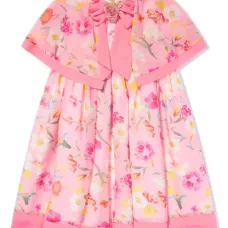 Платье с бантом и цветочным принтом