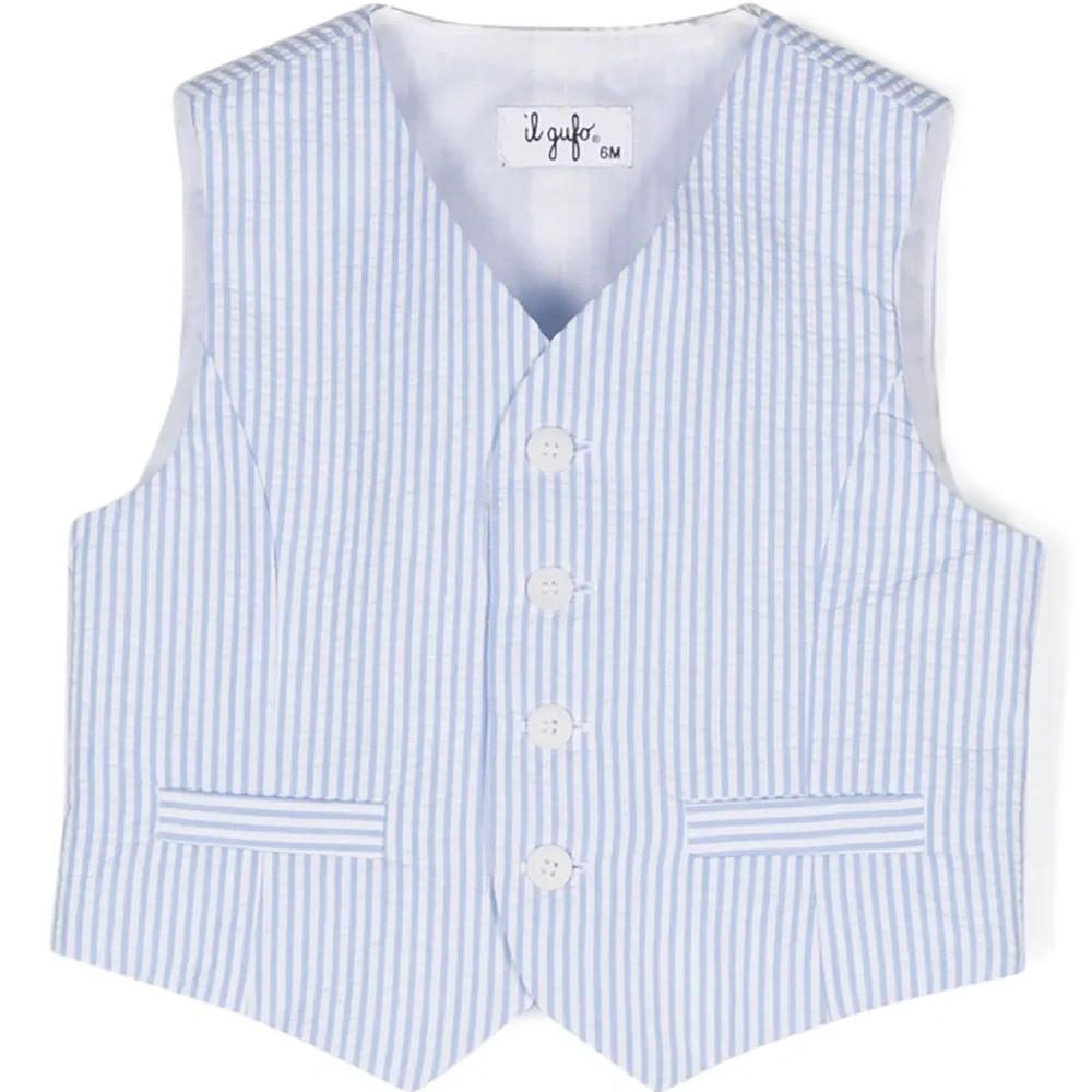 Жилет из сирсакера в полоску