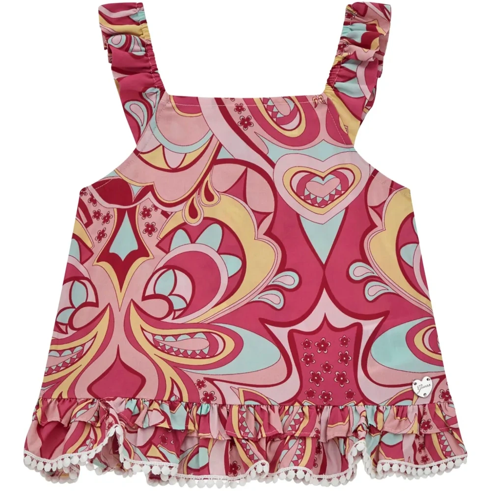 Топ с оборками и абстрактным принтом