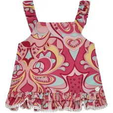 Топ с оборками и абстрактным принтом