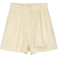 Шорты из смесового льна со складками