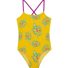 Купальник с перекрестными бретелями и принтом