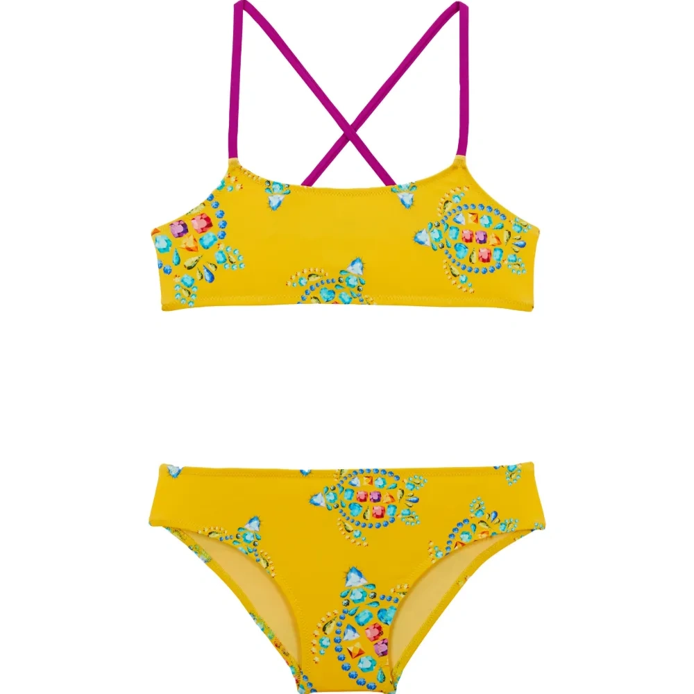 Бикини с перекрестными бретелями и принтом