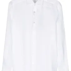 Льняная рубашка с косым воротником Льняная рубашка с косым воротником