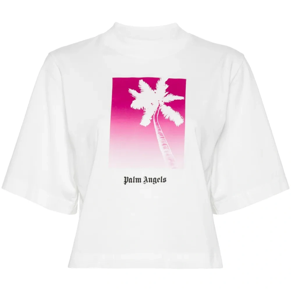 Укороченная футболка с принтом