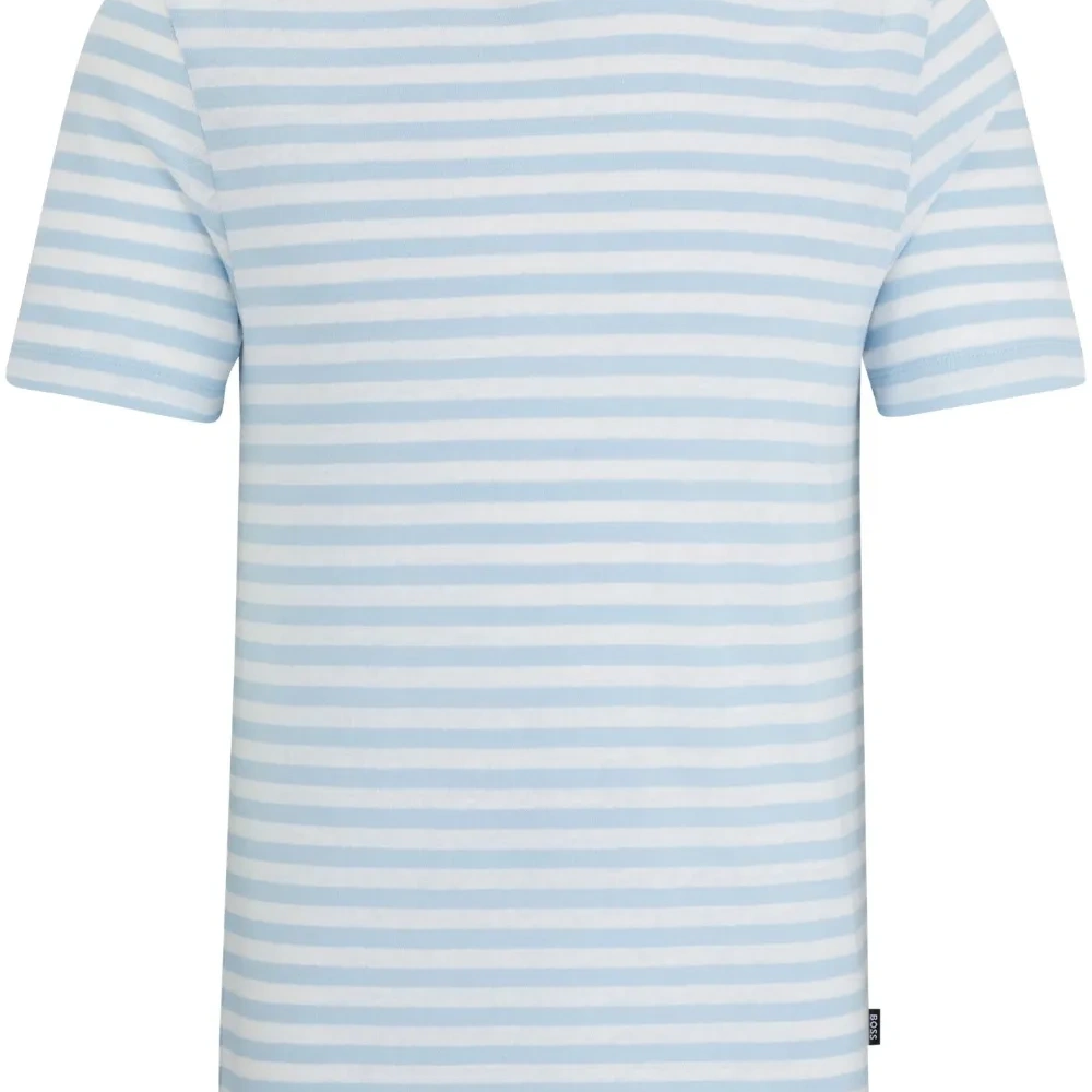 Полосатая футболка из смесового льна
