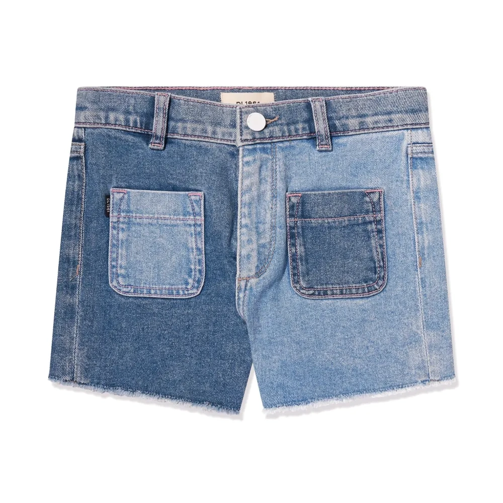 Джинсовые шорты в стиле колор-блок