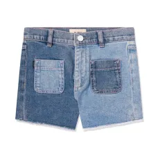 Джинсовые шорты в стиле колор-блок