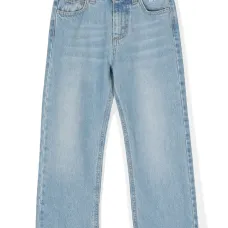 Джинсы с вышитым логотипом и аппликацией