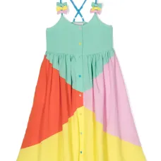 Платье в стиле колор-блок с бантом