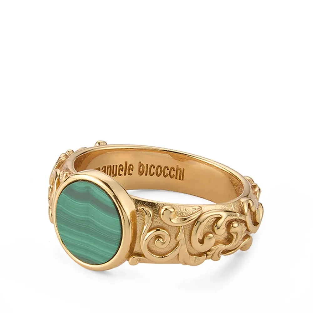 Кольцо Arabesque с малахитом