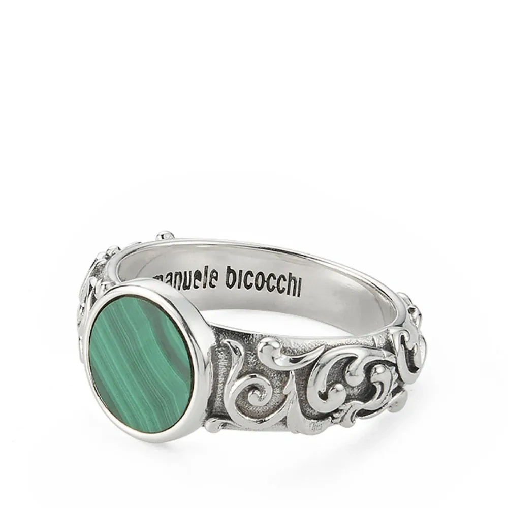 Кольцо Arabesque с малахитом