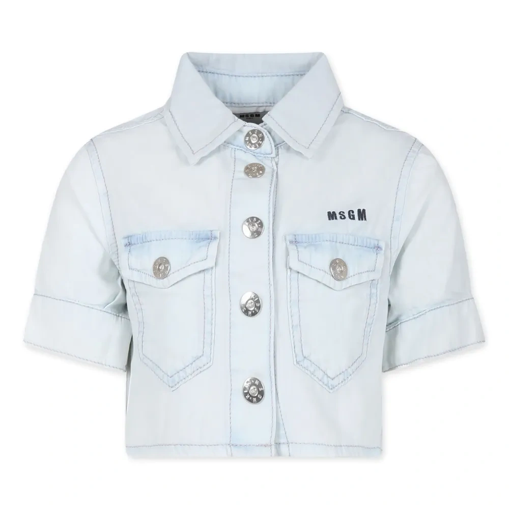 Укороченная рубашка с вышитым логотипом