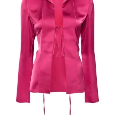 Атласная блузка с завязками