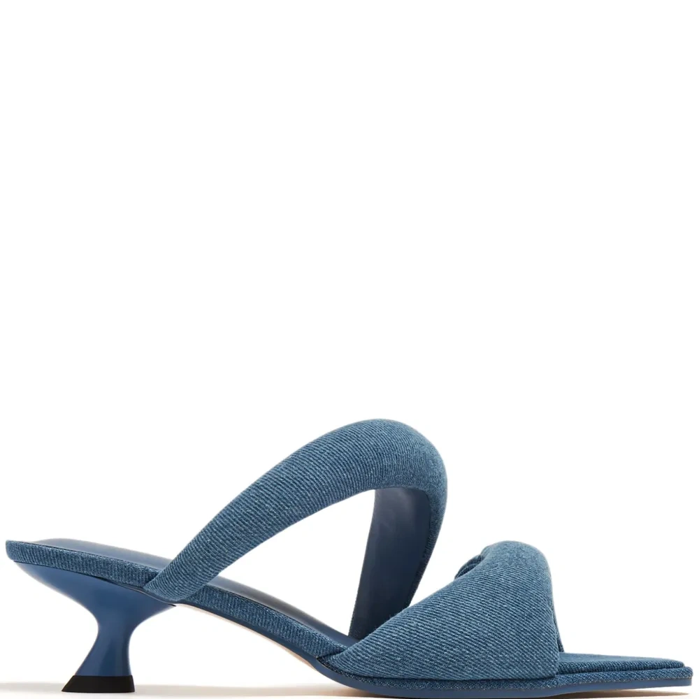 Дутые джинсовые мюли